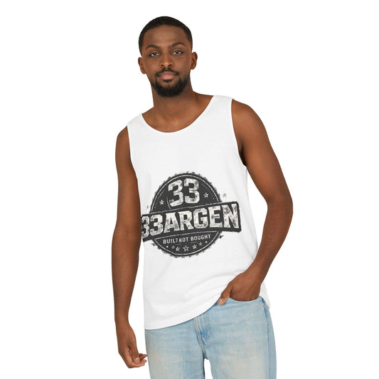33argen Vintage Logo Tank Top — "Built Not Bought" Casual Sleeveless Tee