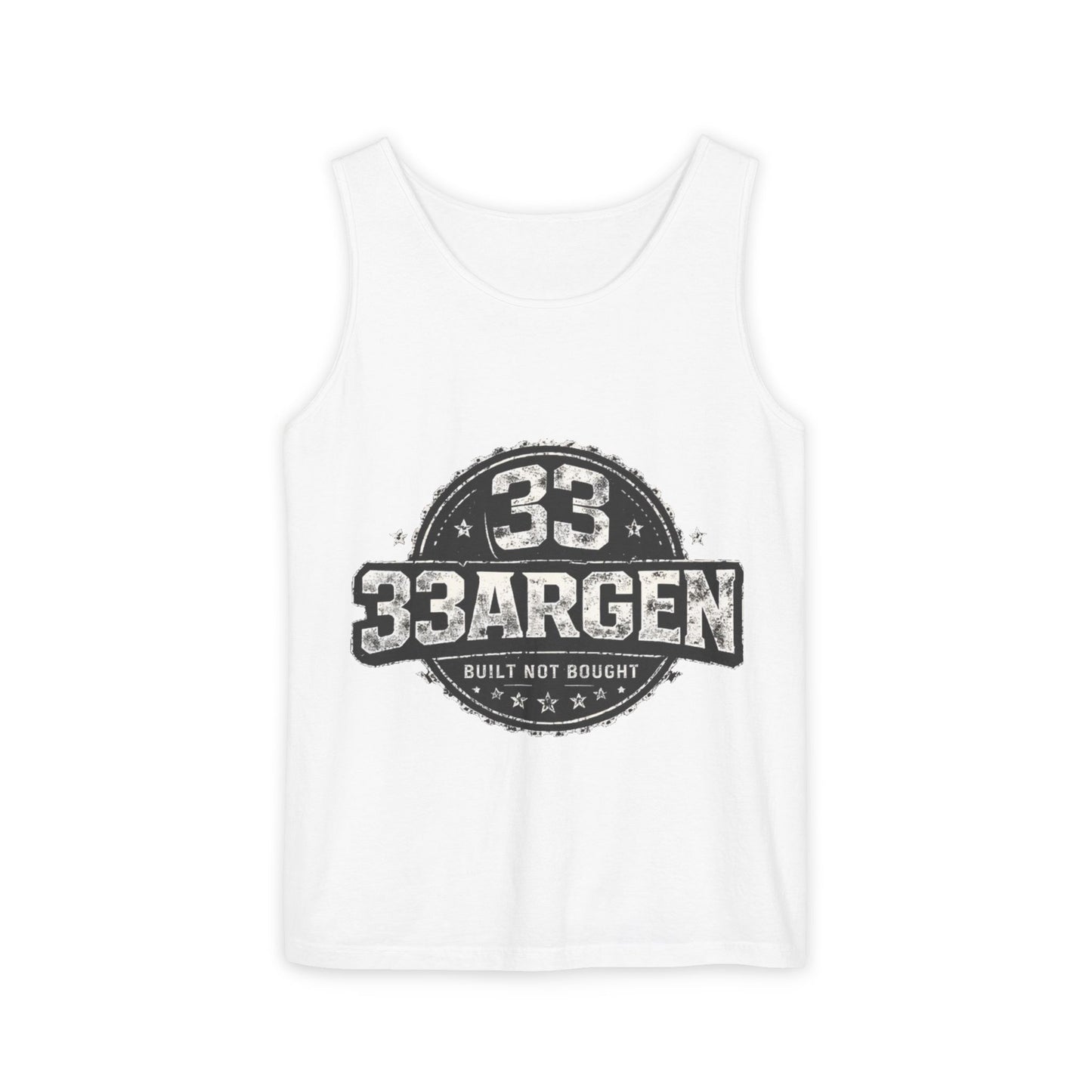 33argen Vintage Logo Tank Top — "Built Not Bought" Casual Sleeveless Tee