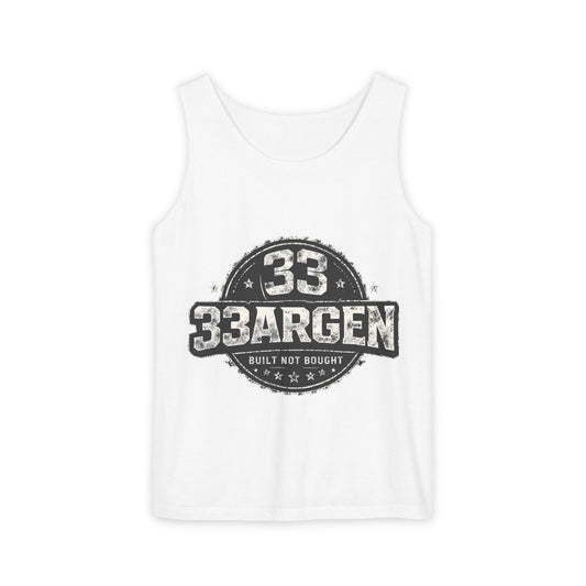 33argen Vintage Logo Tank Top — "Built Not Bought" Casual Sleeveless Tee