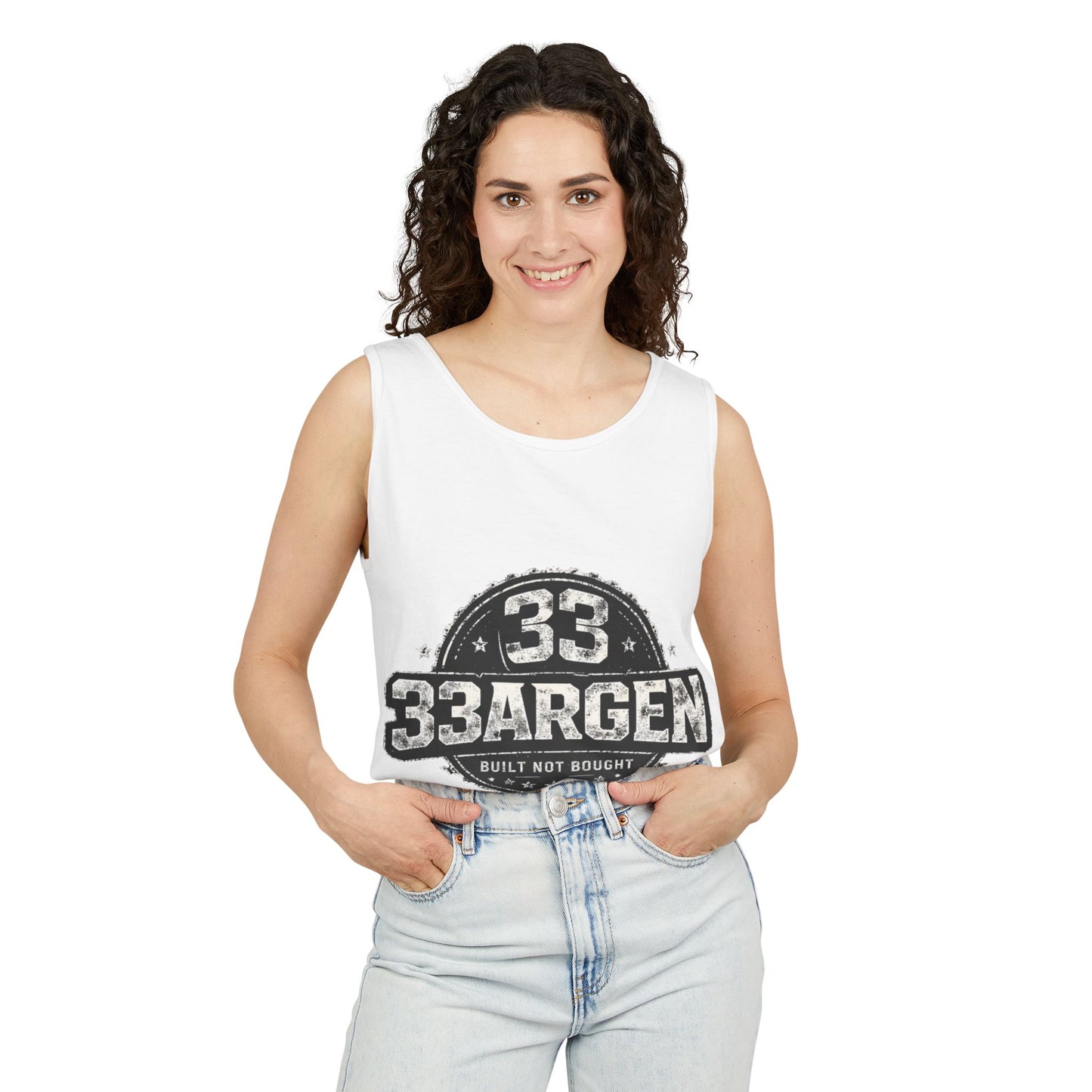 33argen Vintage Logo Tank Top — "Built Not Bought" Casual Sleeveless Tee