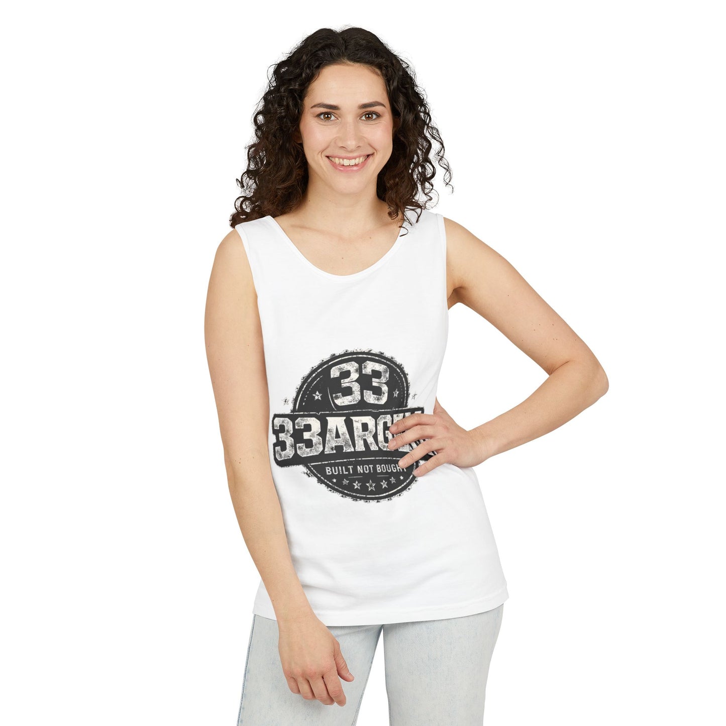 33argen Vintage Logo Tank Top — "Built Not Bought" Casual Sleeveless Tee