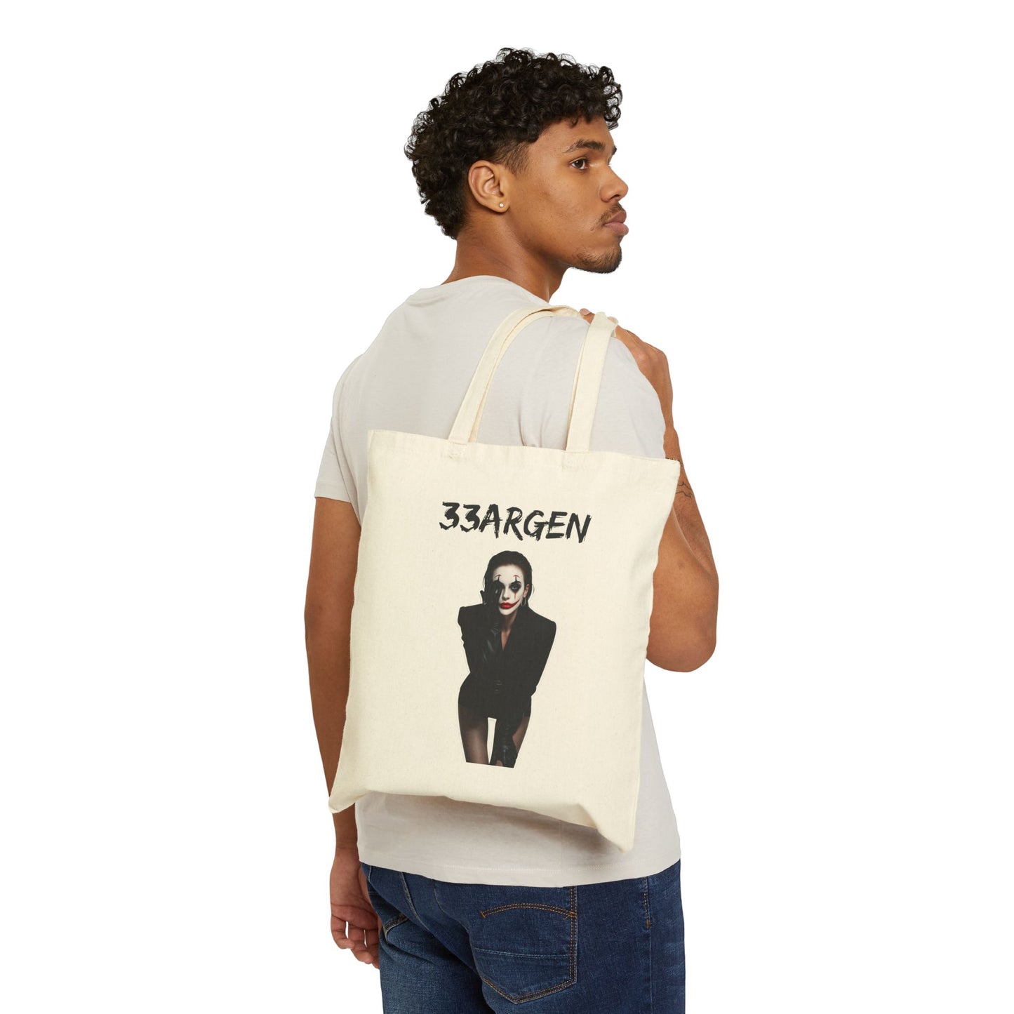 Tote Bag — Playful Joker Portrait Cotton Canvas Tote