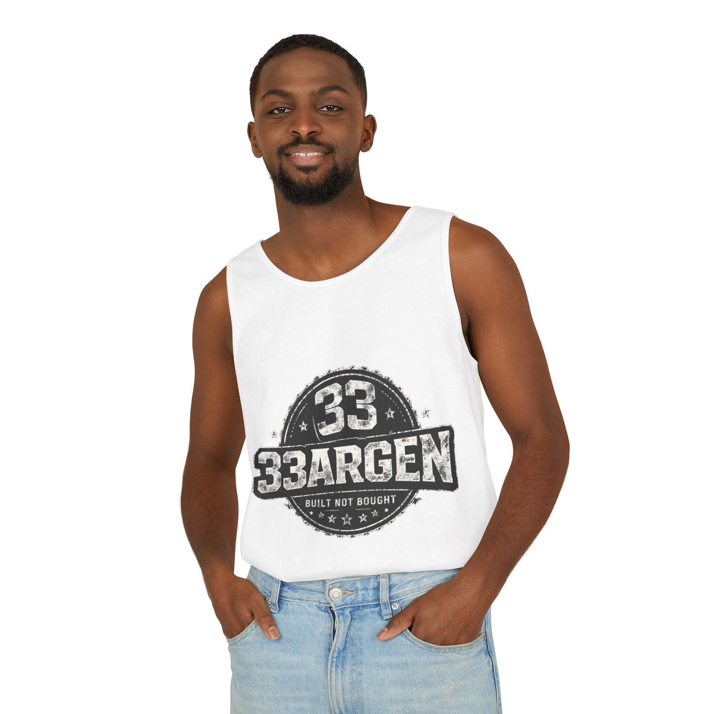 33argen Vintage Logo Tank Top — "Built Not Bought" Casual Sleeveless Tee